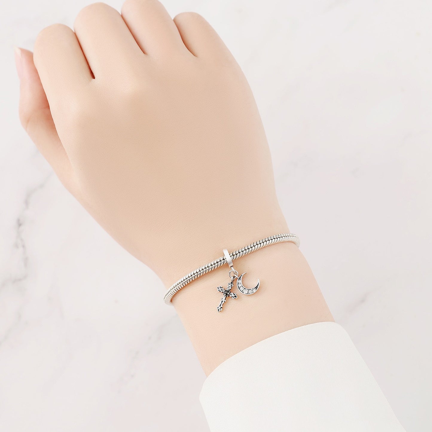 berloque pendente cruz crescente