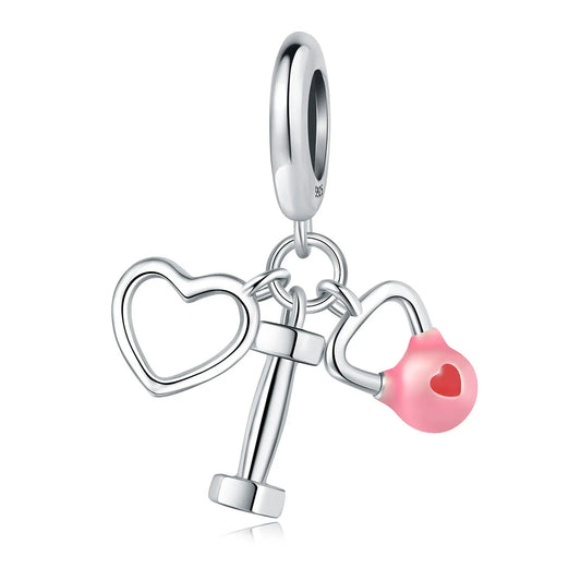 Berloque Coração com Haltere e Kettlebell