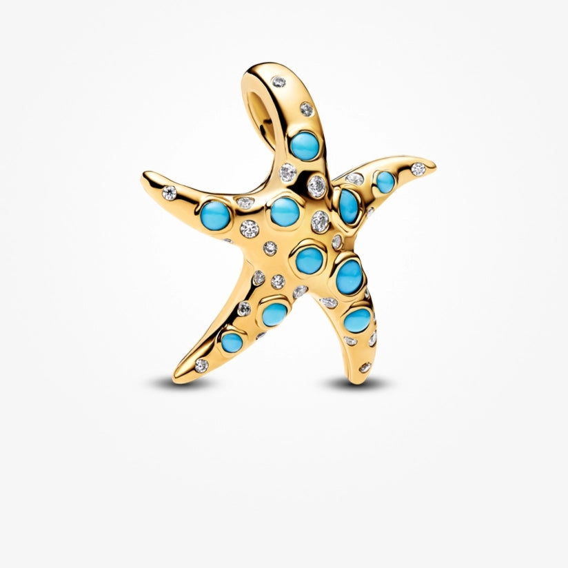 charm pendente estrela do mar dourada